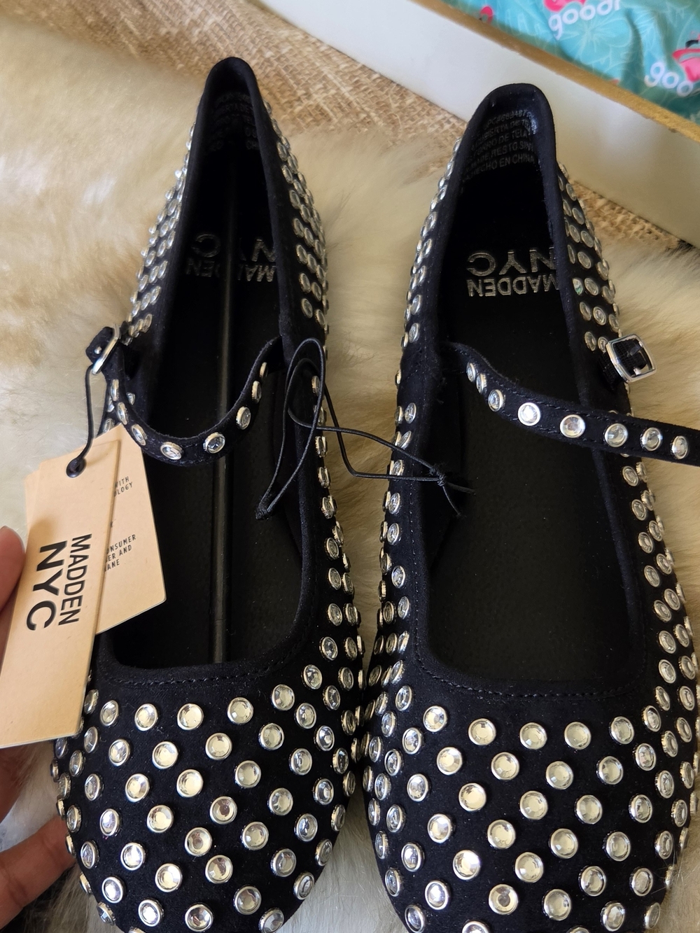 Black Studded Mary Jane Flats